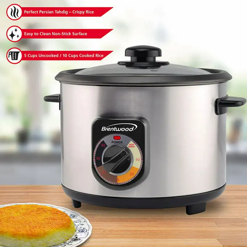 

Steel Crunchy Persian Rice Cooker (10 Cups Cooked 400 Watts) (TS-1210S)