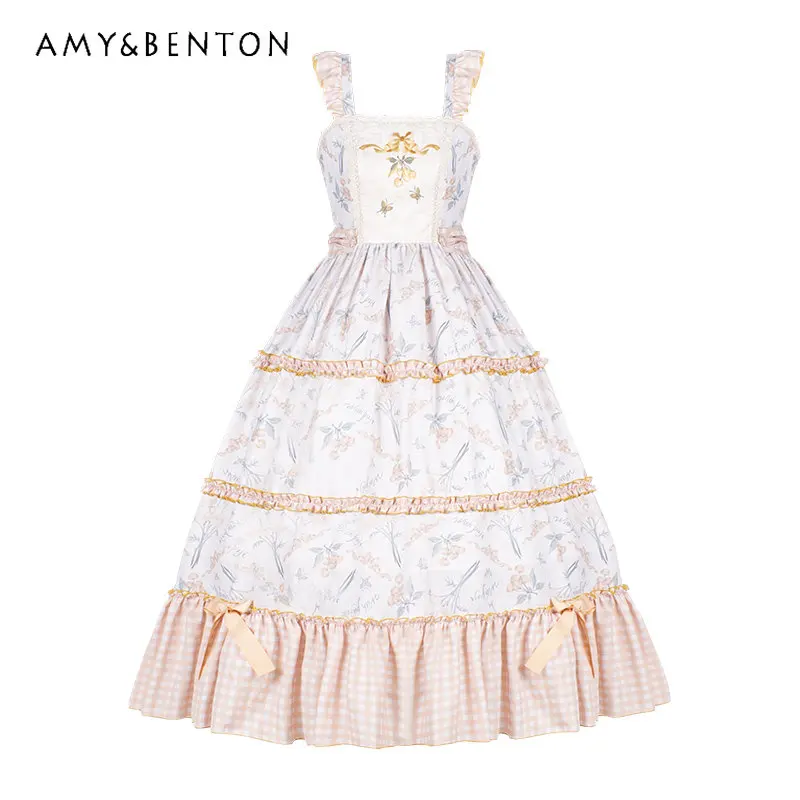 Fashion Design Sweet Style Dress Embroidery Printing Large Skirt Long JSK Summer Lolita Shirt Dresses Women's Clothes Party Wear
Fashion Design Sweet Style Dress Embroidery Printing Large Skirt Long JSK Summer Lolita Shirt Dresses Women's Clothes Party Wear
