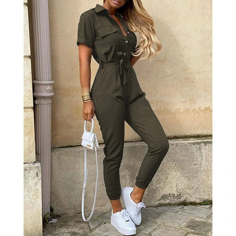 Overalls for Women New Casual Lapel Lace-up Print Belt Work Jumpsuit Women One Pieces Bodysuit Women Chic and Elegant Jumpsuits
Overalls for Women New Casual Lapel Lace-up Print Belt Work Jumpsuit Women One Pieces Bodysuit Women Chic and Elegant Jumpsuits