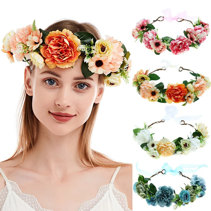 New Fashion Women Bride Flowers Headband Mexican Style Rose Flower Crown Hairband Ladies Elastic Beach Hair Accessories Headband
New Fashion Women Bride Flowers Headband Mexican Style Rose Flower Crown Hairband Ladies Elastic Beach Hair Accessories Headband