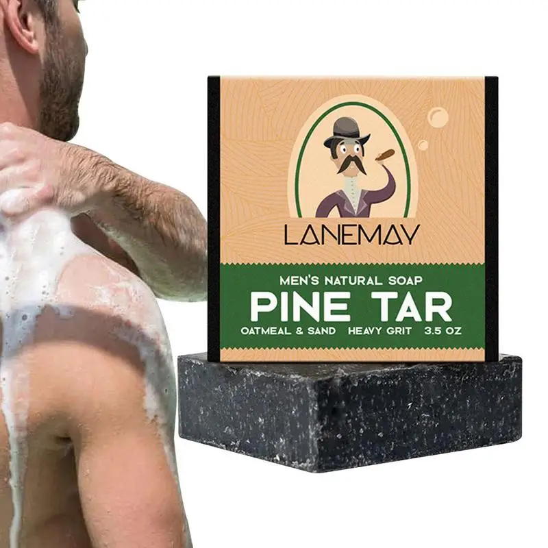 

Pine Tar Soap Men's Natural Soap For Dry & Normal Skin Essential Soap Moisturizing Exfoliating Deep Cleaning Body Hand Soap