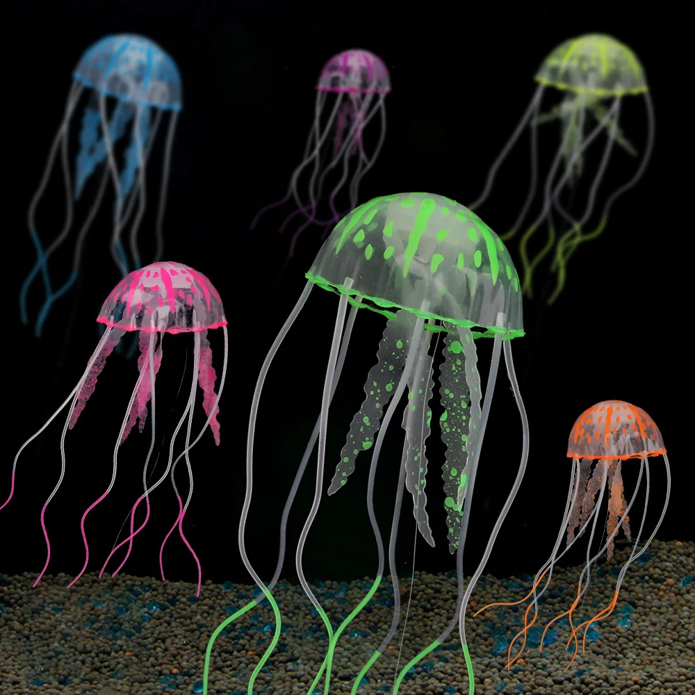 

1pc Glowing Artificial Vivid Jellyfish Silicone Simulated Jellyfish Fish Tank Decoration Aquarium Decor Ornament Dropshipping