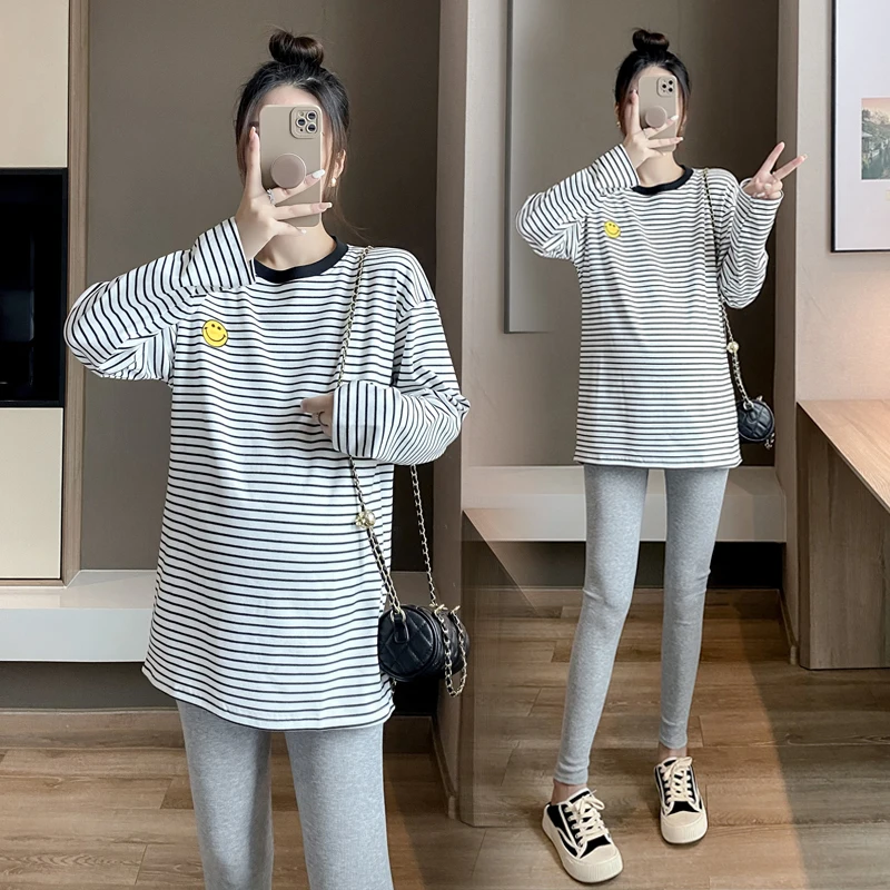 9181# Spring Autumn Long Sleeve Striped Cotton Maternity Tees Casual T Shirt Clothes for Pregnant Women Pregnancy Tops
9181# Spring Autumn Long Sleeve Striped Cotton Maternity Tees Casual T Shirt Clothes for Pregnant Women Pregnancy Tops