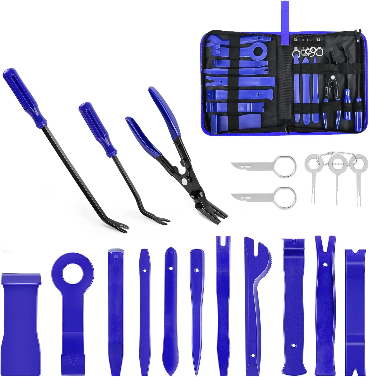 19 Piece Trim Removal Tool Set and Clamps Interior Remover Nylon Car Panel Removal Kit with Portable Storage Bag
19 Piece Trim Removal Tool Set and Clamps Interior Remover Nylon Car Panel Removal Kit with Portable Storage Bag