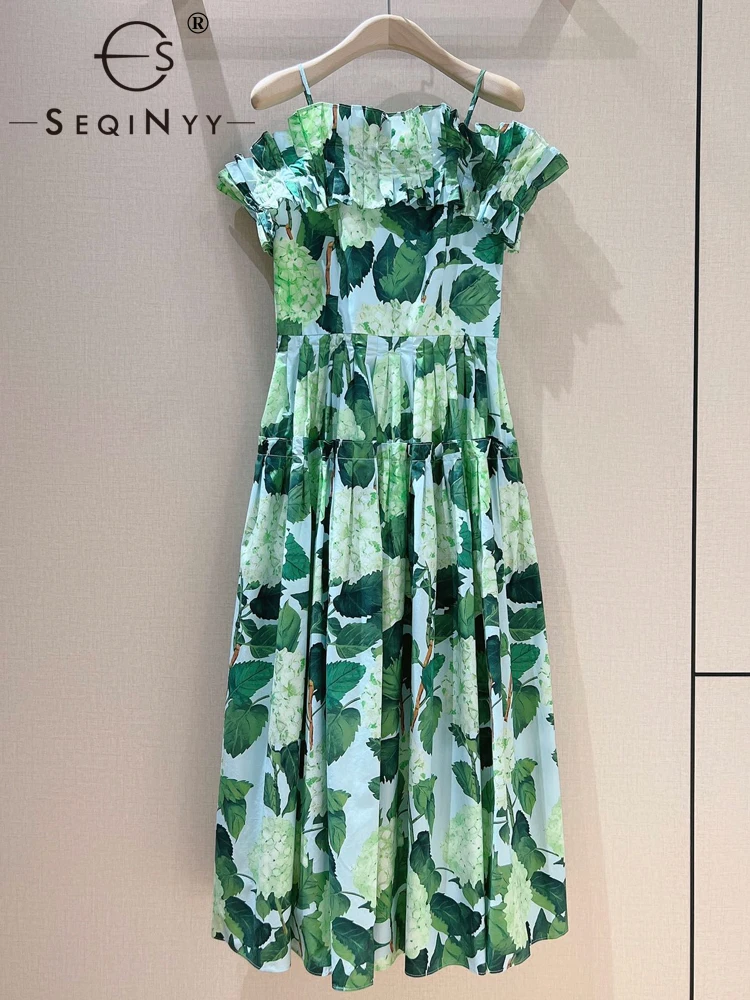 Женское хлопковое платье с оборками SEQINYY, модельное винтажное элегантное платье миди из 100% хлопка с принтом зеленых цветов, лето-весна
Женское хлопковое платье с оборками SEQINYY, модельное винтажное элегантное платье миди из 100% хлопка с принтом зеленых цветов, лето-весна