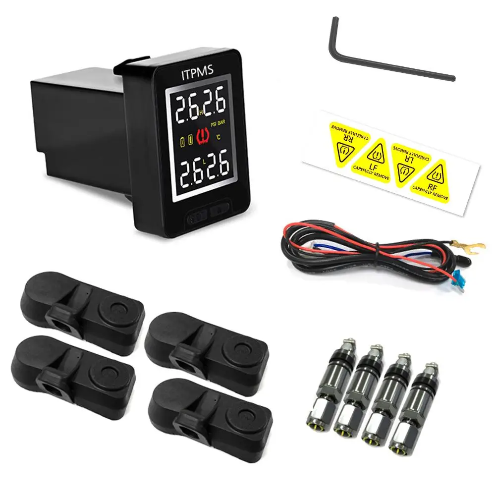 

Tpms Coche Toyota Car Wireless Tire Pressure Sensors Monitoring System Auto 4 Internal Anti-theft LCD Display Embedded Monitor