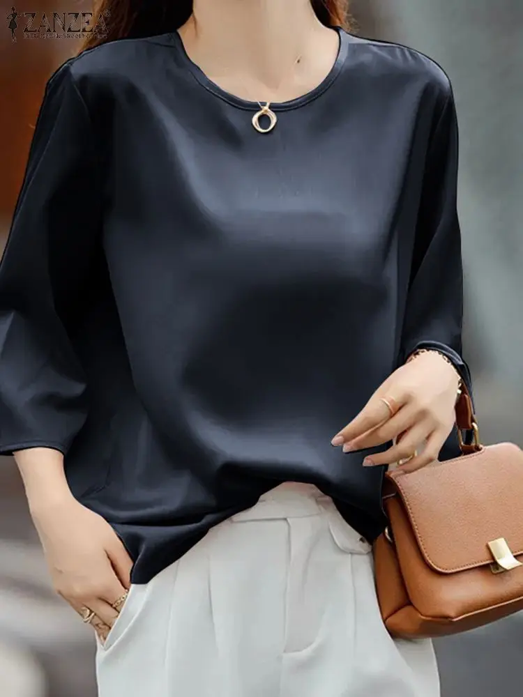 ZANZEA Women Satin Elegant Blouse O Neck 3/4 Sleeve Solid Color Blusas Female Casual Fashion Work OL Tops Summer Loose Shirt
ZANZEA Women Satin Elegant Blouse O Neck 3/4 Sleeve Solid Color Blusas Female Casual Fashion Work OL Tops Summer Loose Shirt