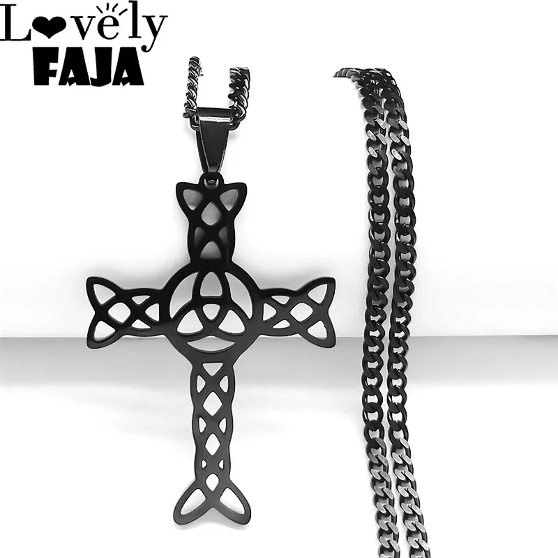 Triquetra Celtic Knot Cross Necklace Hollow Holy Trinity Women Black Color Stainless Steel Necklaces Ancient Jewelry Gift N2010S
Triquetra Celtic Knot Cross Necklace Hollow Holy Trinity Women Black Color Stainless Steel Necklaces Ancient Jewelry Gift N2010S