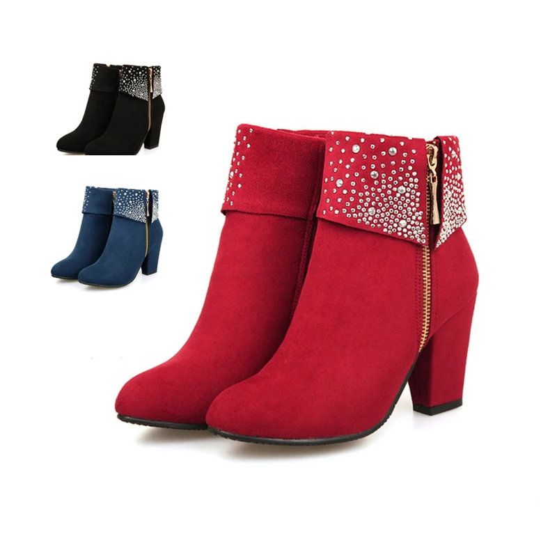 Women's Boots Red Crystal Boots Women High Heels Winter Shoes fashion Zipper Boots Round Toe Black Blue Ankle Boots 43
Women's Boots Red Crystal Boots Women High Heels Winter Shoes fashion Zipper Boots Round Toe Black Blue Ankle Boots 43