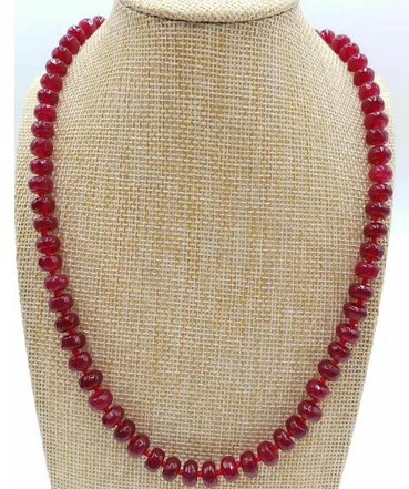 

Faceted 5x8mm Natural Red Ruby Gems Abacus Beads Necklace 18'' AAA