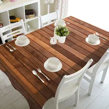Wooden Texture Printing Rectangular Tablecloths for Table Party Decoration Waterproof Coffee Table Cover Anti-stain Tablecloth