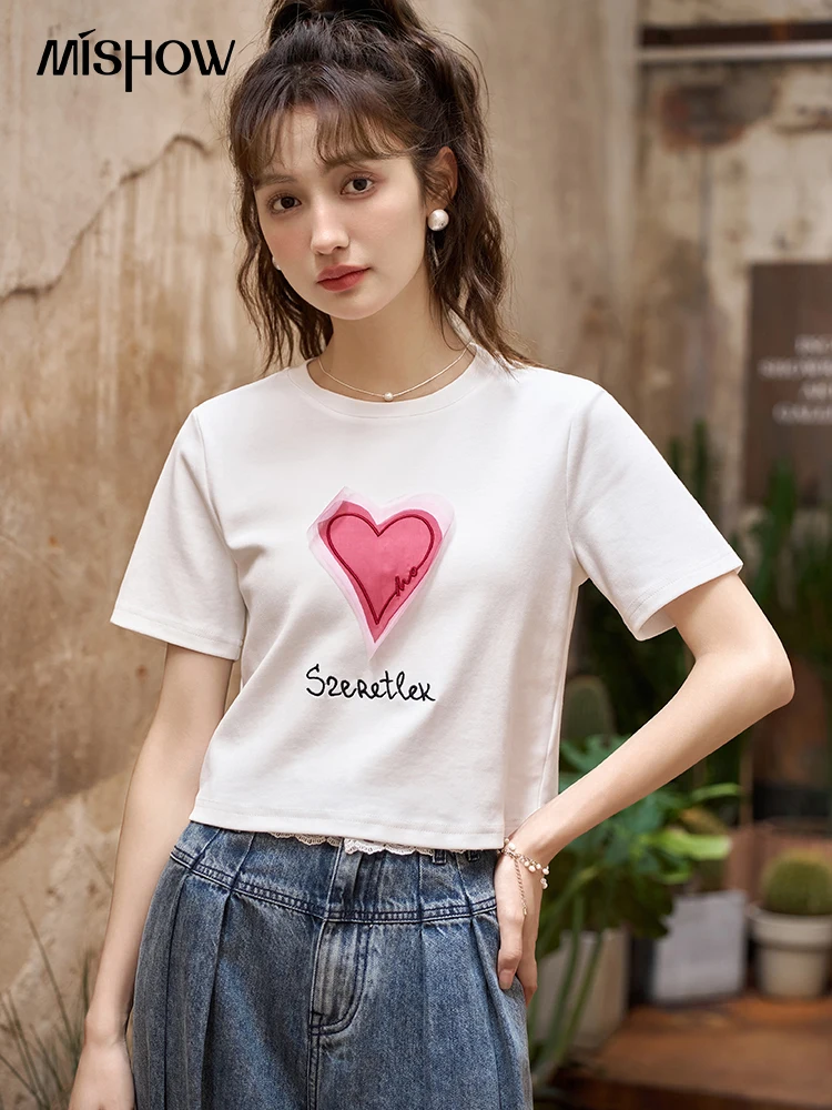 MISHOW Love T-shirt for Women 2023 Summer Korean Loose Top Embroidery Letter O-Neck Cotton Female Clothes Casual Tees MXC35T0031
MISHOW Love T-shirt for Women 2023 Summer Korean Loose Top Embroidery Letter O-Neck Cotton Female Clothes Casual Tees MXC35T0031