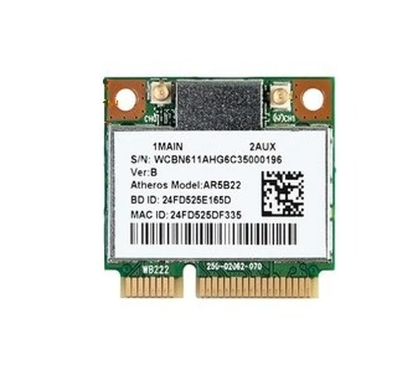 New Card For Atheros AR5B22 AR5BWB222 AR9462 Half MINI PCI-E Wlan WIFI Wireless for Bluetooth 4.0 Dual Band 2.4G/5G 300Mbps
New Card For Atheros AR5B22 AR5BWB222 AR9462 Half MINI PCI-E Wlan WIFI Wireless for Bluetooth 4.0 Dual Band 2.4G/5G 300Mbps