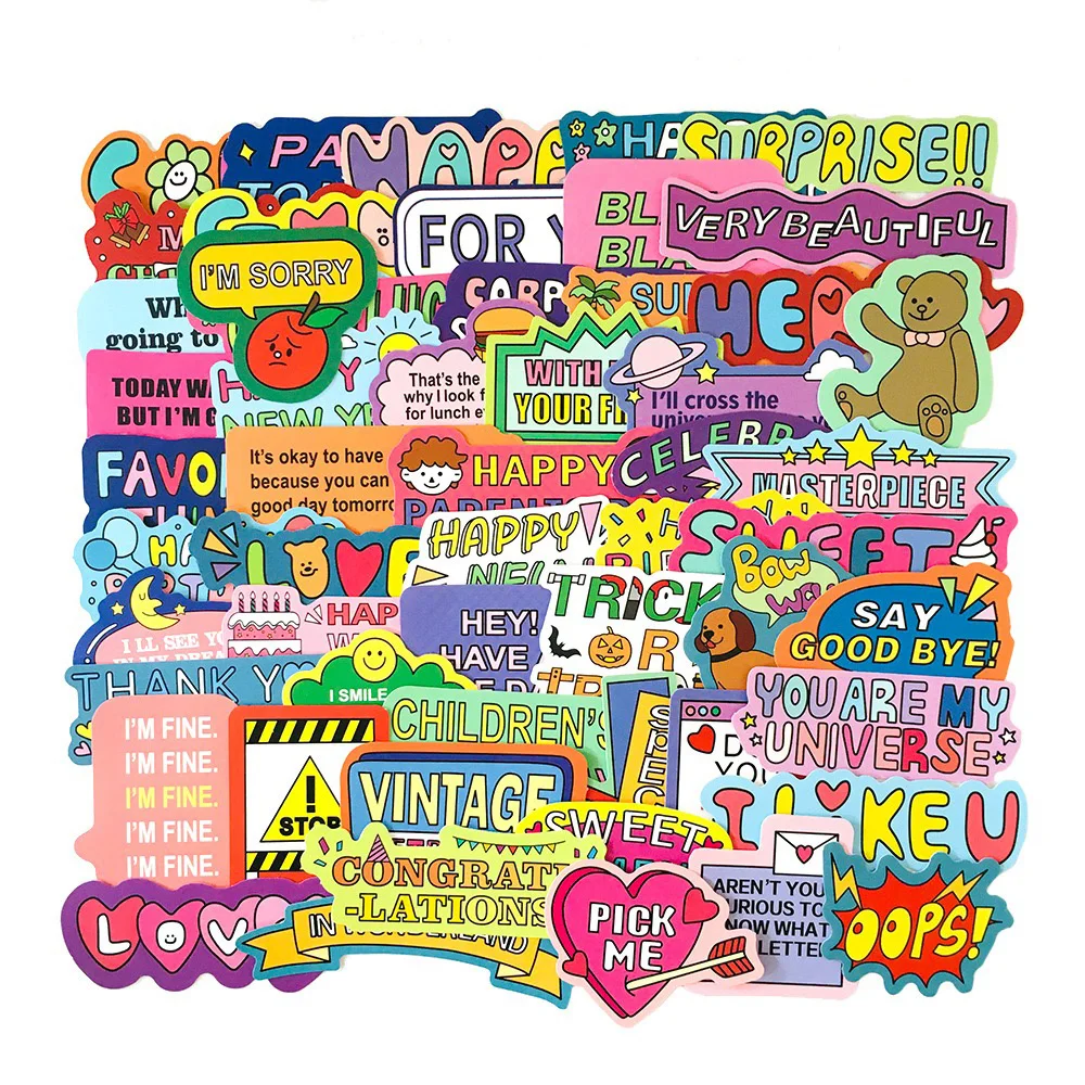 10/30/55PCS Color Retro Cartoon English Sticker DIY Laptop Luggage Skateboard Graffiti Decals Sticker for Kid Toys Gift
10/30/55PCS Color Retro Cartoon English Sticker DIY Laptop Luggage Skateboard Graffiti Decals Sticker for Kid Toys Gift