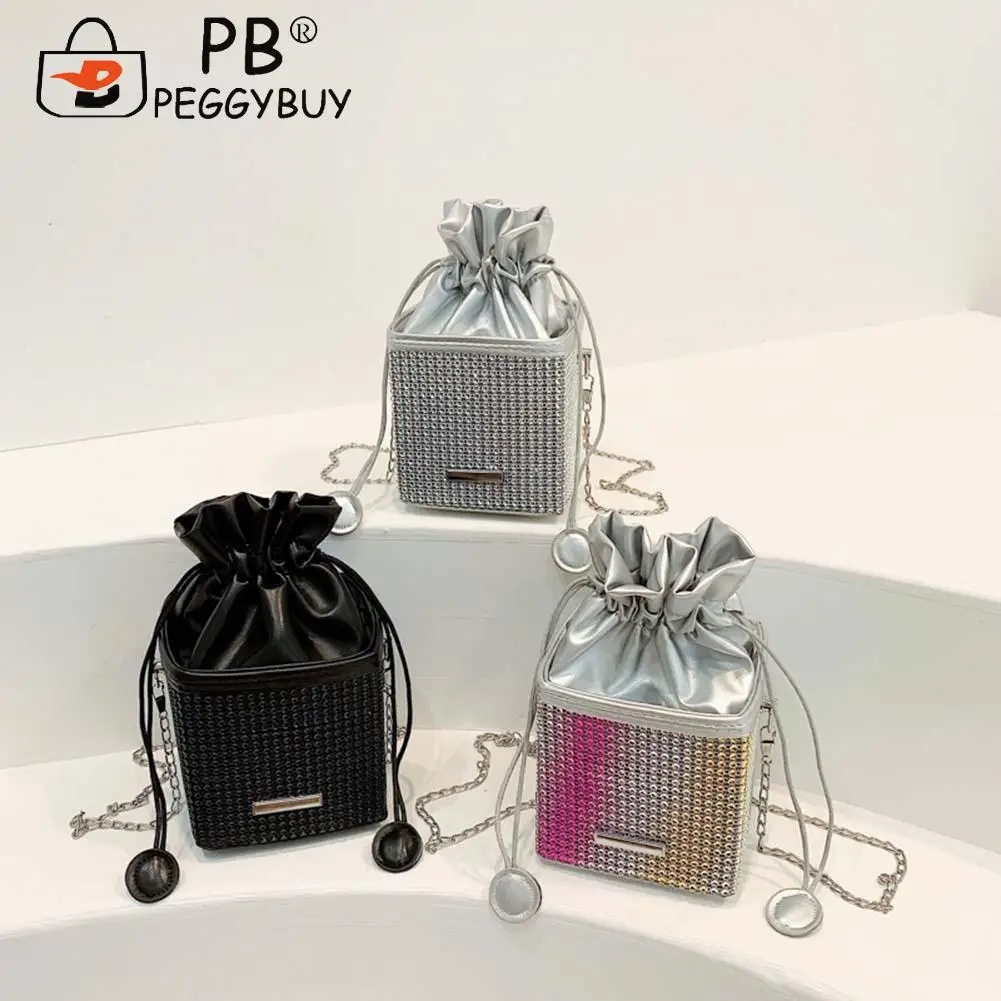 Модная сумка через плечо Стразы со стразами, женская кожаная сумка-цилиндр на шнурке и цепочке, кошелек для женщин для улицы
Модная сумка через плечо Стразы со стразами, женская кожаная сумка-цилиндр на шнурке и цепочке, кошелек для женщин для улицы