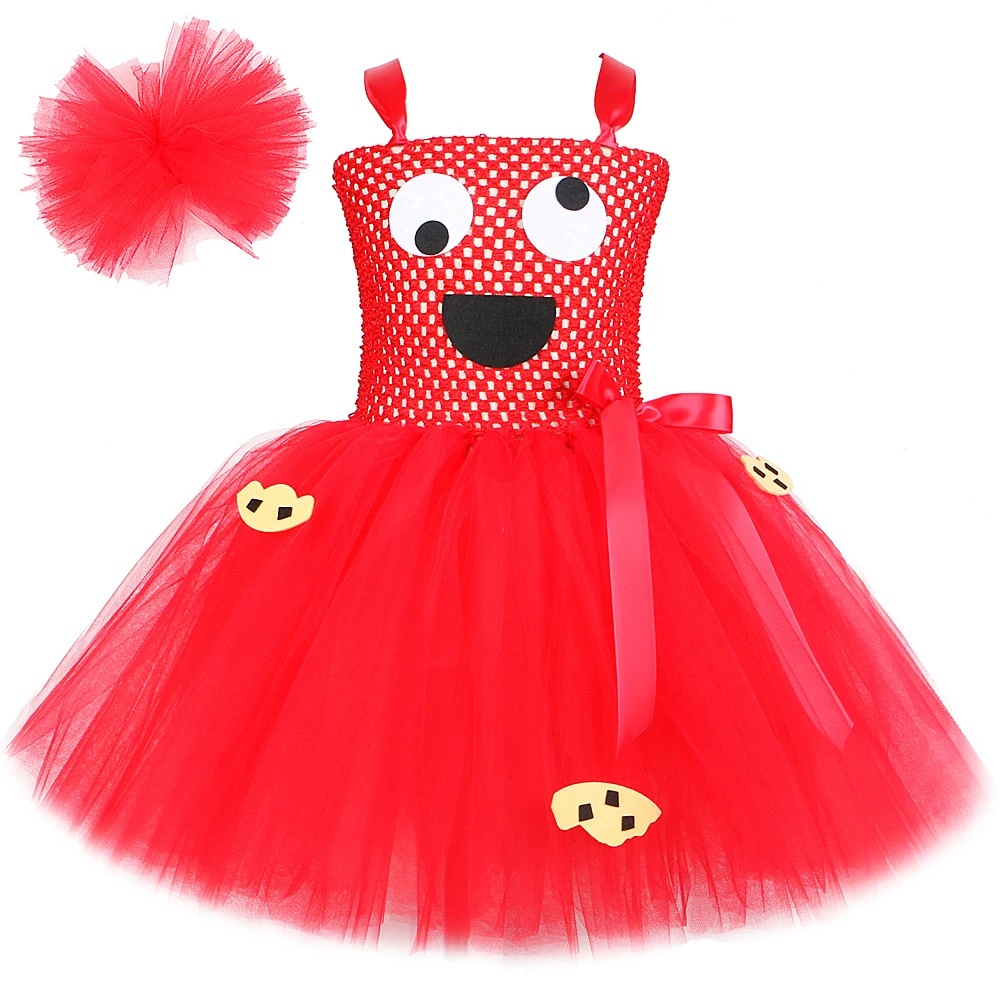 

Cartoon Cookie Tutu Dress Baby Newborn Girls Royal Monster Costume 1-12y Kids Birthday Halloween Party Dresses Child Carnival