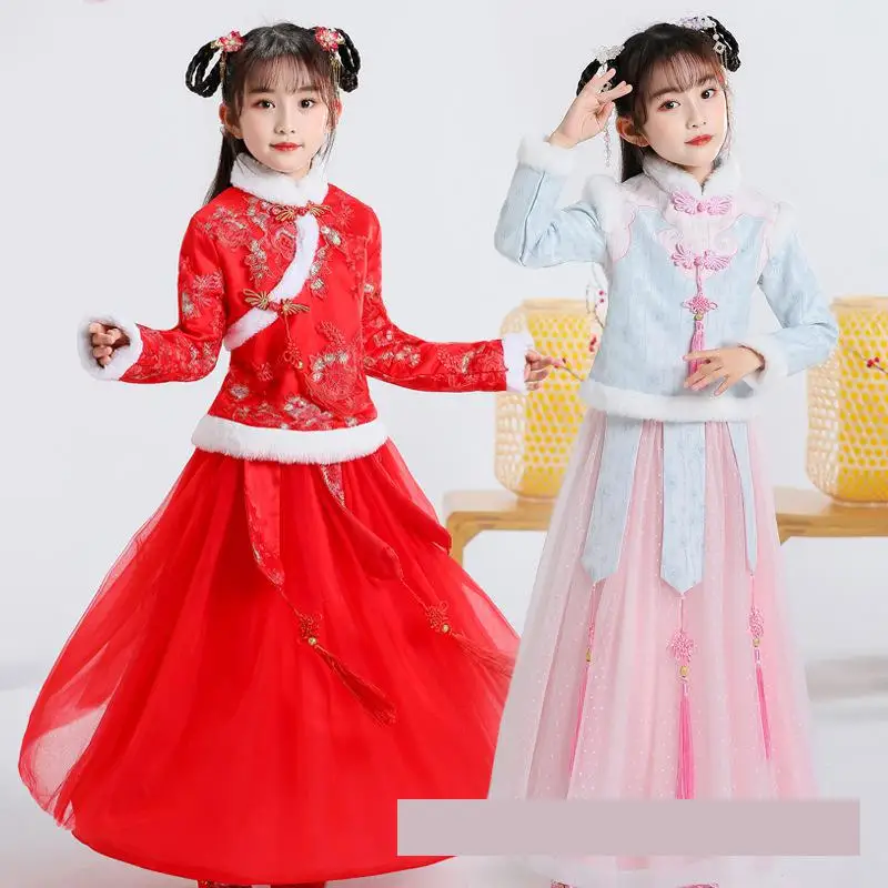 Han Style Girls' Autumn And Winter Clothes New Style Children's New Year Clothes Tang Style Plus Velvet Thick Cheongsam New Year
Han Style Girls' Autumn And Winter Clothes New Style Children's New Year Clothes Tang Style Plus Velvet Thick Cheongsam New Year