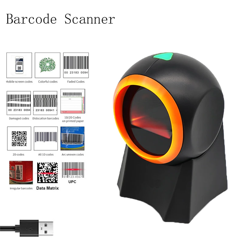 

2D сканер штрих-кода, многонаправленный настольный автоматический 1D 2D QR-код, Data Matrix PDF417, считыватель Usb для оплаты супермаркетов, магазинов