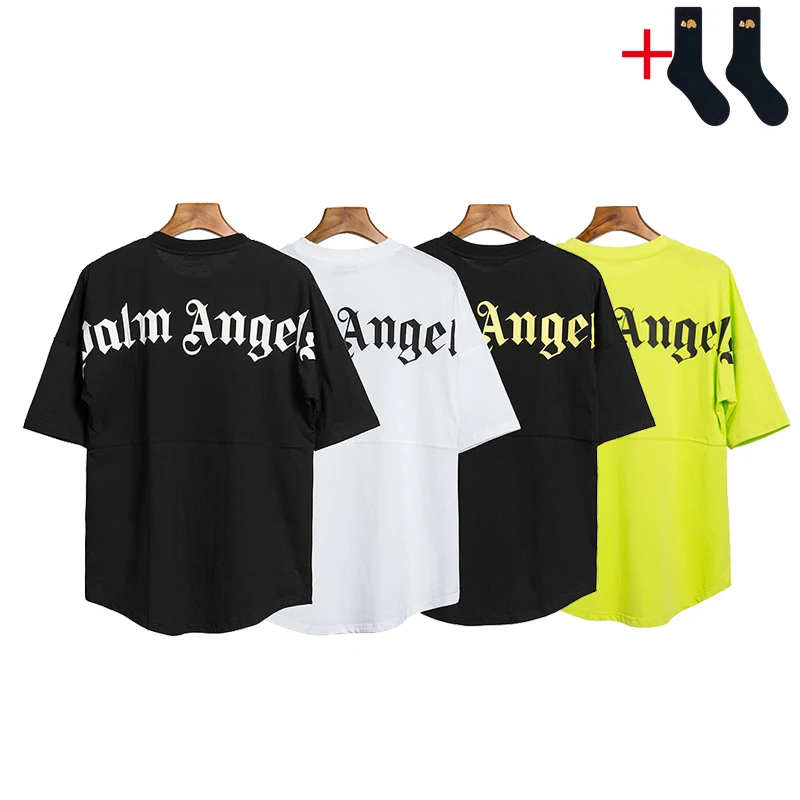 

Palm Angels 22SS Letter Logo PA Chic Loose Casual Round Neck Short Sleeve T-shirt Batwing Sleeve Men Women Lovers Couple Style
