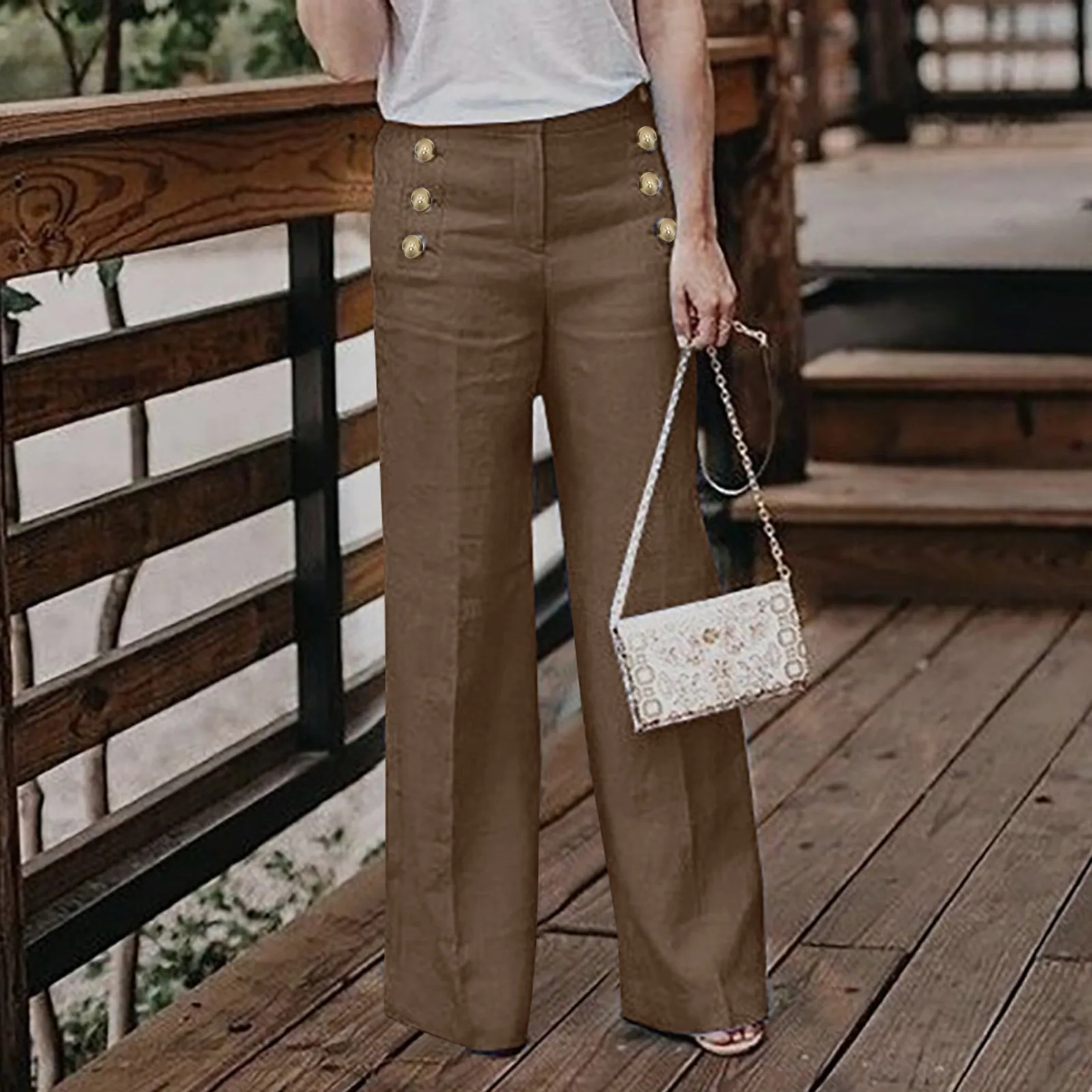 Summer Pants Office Ladies Solid Color Women Button Cotton High Waist Wide Leg Pants Elegant Loose Trousers Korean Streetwear
Summer Pants Office Ladies Solid Color Women Button Cotton High Waist Wide Leg Pants Elegant Loose Trousers Korean Streetwear