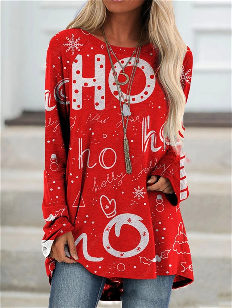 Autumn and Winter Fashion Printing Graphic Long Sleeve Elegent Round Neck Pullover Plus Size Loose Casual Tops Women Clothing
Autumn and Winter Fashion Printing Graphic Long Sleeve Elegent Round Neck Pullover Plus Size Loose Casual Tops Women Clothing
