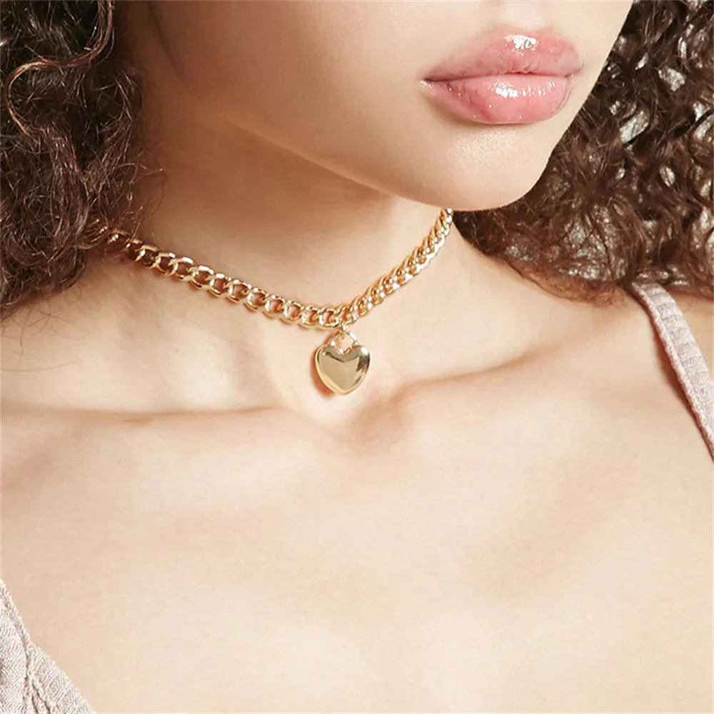 Korean Elegant For Women Ladies Fashion Heart Pendent Necklace Choker Jewelry Gold Heart Punk Jewelry Girl Accessories
Korean Elegant For Women Ladies Fashion Heart Pendent Necklace Choker Jewelry Gold Heart Punk Jewelry Girl Accessories