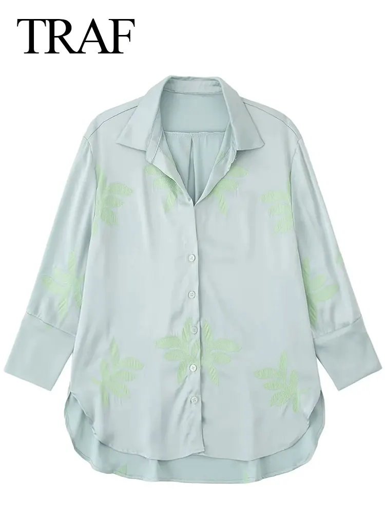 TRAF Women's Casual Shirts Embroidered Leaves New 2022 Fashion Loose Versatile Premium Single Breasted Lapel Blouse Top Spring
TRAF Women's Casual Shirts Embroidered Leaves New 2022 Fashion Loose Versatile Premium Single Breasted Lapel Blouse Top Spring