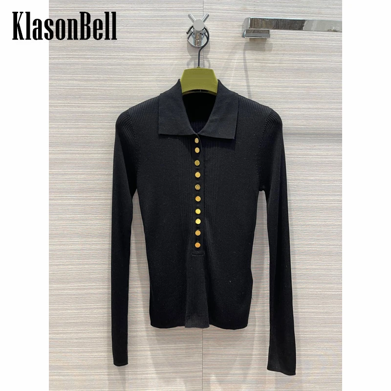 8.31 KlasonBell Temperament Polo Collar Button Decoration Knitted Slim Short T-Shirt Women
8.31 KlasonBell Temperament Polo Collar Button Decoration Knitted Slim Short T-Shirt Women