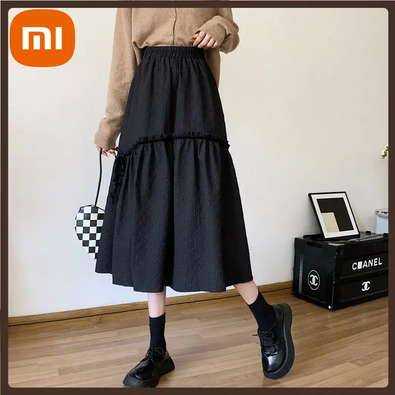 Xiaomi Women Vintage Skirt Black Elegant Casual Mid-Calf Solid Skirts Ruffle Patchwork Korean Style Fashion Streetwear
Xiaomi Women Vintage Skirt Black Elegant Casual Mid-Calf Solid Skirts Ruffle Patchwork Korean Style Fashion Streetwear