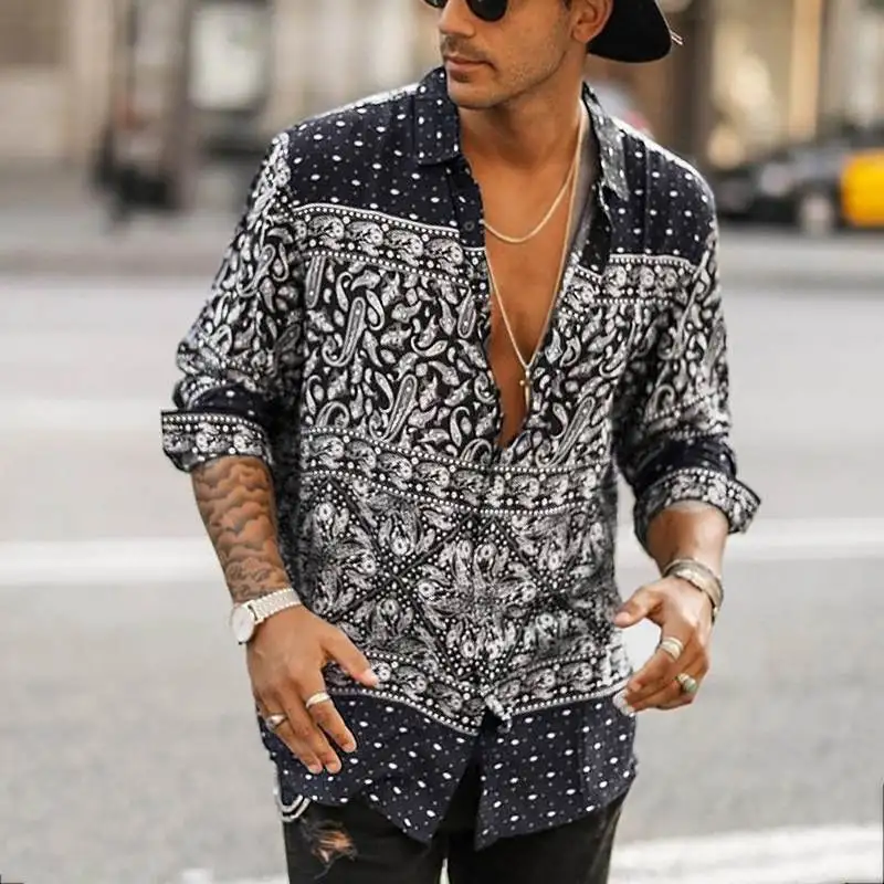 2021 Ethnic Style Printed Shirt Men Lapel High Street Button Vintage Long Sleeve Mens Brand Hawaiian Shirts S 5XL
2021 Ethnic Style Printed Shirt Men Lapel High Street Button Vintage Long Sleeve Mens Brand Hawaiian Shirts S 5XL