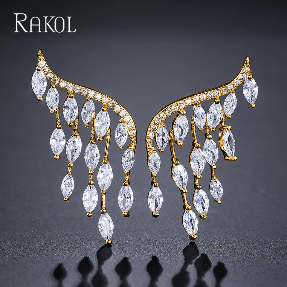 RAKOL Shiny Marquise Cut Cubic Zirconia Wings Wedding Earrings for Women 2022 Luxury Bride Jewelry Engagement Dress Accessories
RAKOL Shiny Marquise Cut Cubic Zirconia Wings Wedding Earrings for Women 2022 Luxury Bride Jewelry Engagement Dress Accessories