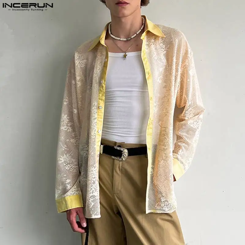 2023 Men Shirt Mesh Lace Patchwork Transparent Lapel Long Sleeve Party Male Shirts Streetwear Sexy Fashion Camisas S-5XL INCERUN
2023 Men Shirt Mesh Lace Patchwork Transparent Lapel Long Sleeve Party Male Shirts Streetwear Sexy Fashion Camisas S-5XL INCERUN