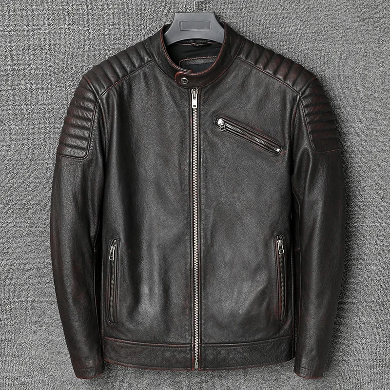 Spring and Autumn Motorcycle Genuine Leather Jacket Men's Real Cowhide Coat Vintage Brown Slim Fit Clothes
Spring and Autumn Motorcycle Genuine Leather Jacket Men's Real Cowhide Coat Vintage Brown Slim Fit Clothes