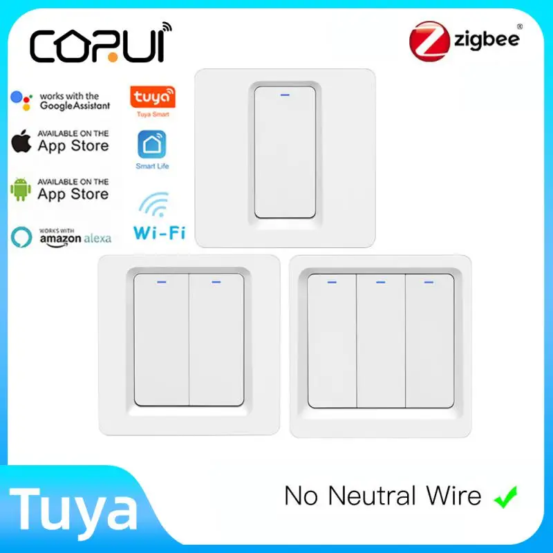CORUI Tuya Zigbee 1/2/3 Gang EU Standard Smart Touch Switch 100-240V Single Fire Switch Home Wall Button For Alexa Google Home
CORUI Tuya Zigbee 1/2/3 Gang EU Standard Smart Touch Switch 100-240V Single Fire Switch Home Wall Button For Alexa Google Home
