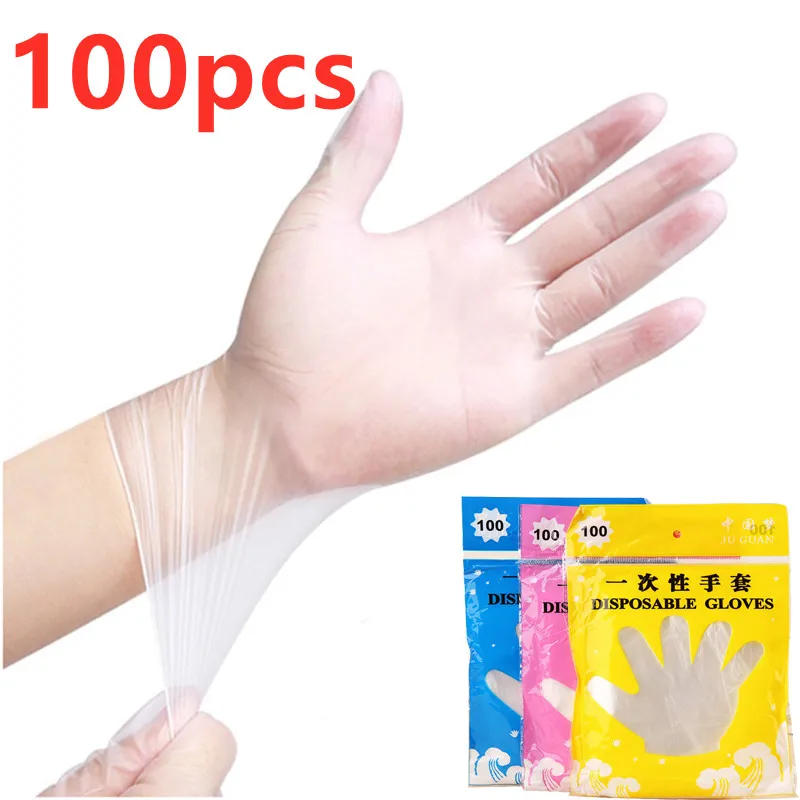 

100PCS Kitchen Disposable Gloves Plastic Film Household Gloves Clean Hygienic Transparent Thickening Disposable Kitchenware