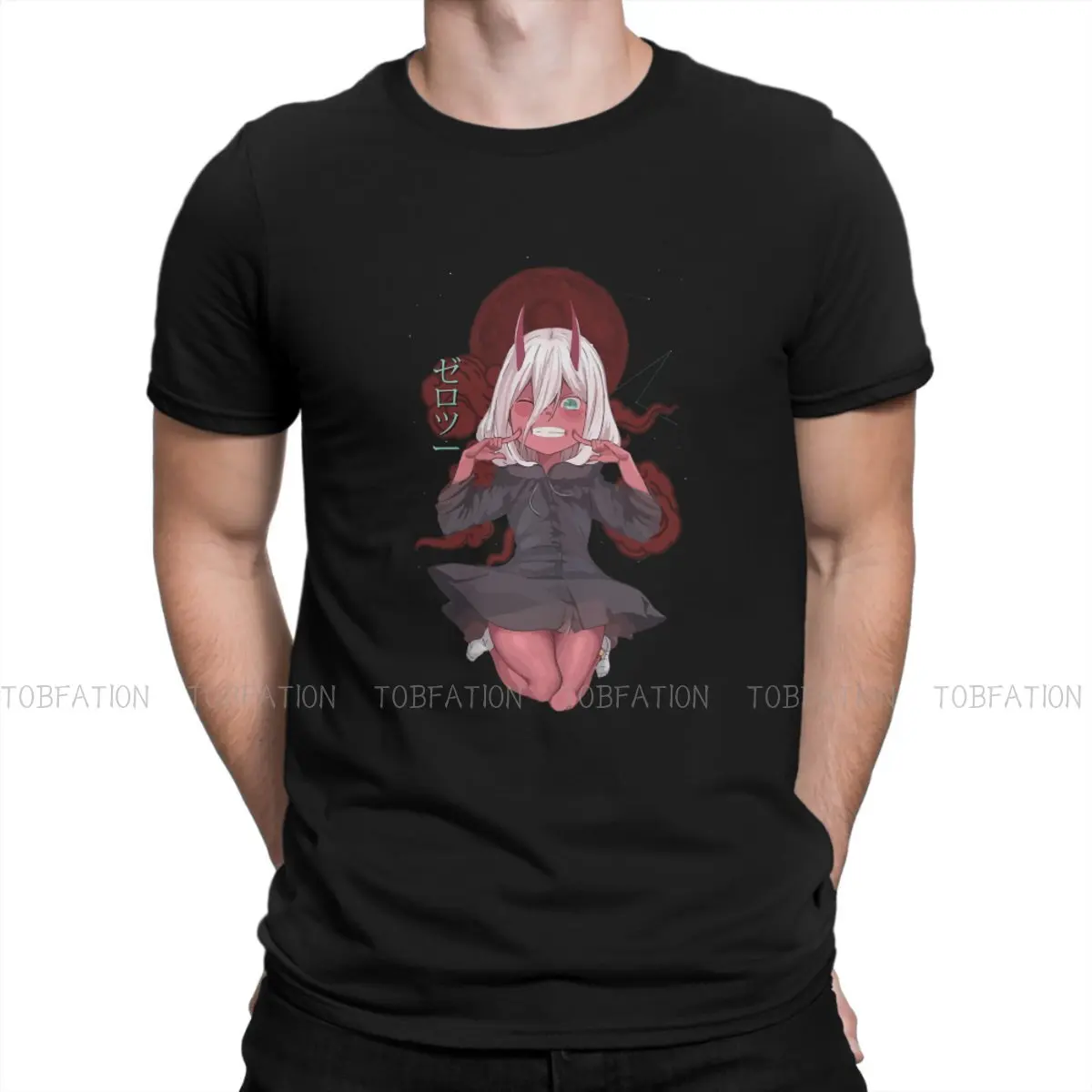 

DARLING in the FRANXX HIRO Anime Zero Two Oni T Shirt Vintage Goth Summer Large Cotton Men's Tees Harajuku Crewneck TShirt