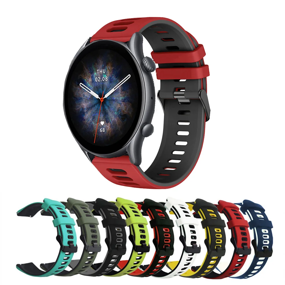 Ремешок спортивный для смарт-часов Amazfit GTR 3 3Pro силиконовый браслет Huami 2 2E 47 мм Stratos