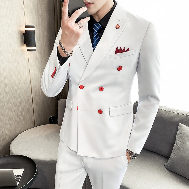 Red Buttons Double Breasted Suit Men 2022 Slim Fit Black White Wedding Suits For Men Elegant Three Pieces Gentleman Suit Q771
Red Buttons Double Breasted Suit Men 2022 Slim Fit Black White Wedding Suits For Men Elegant Three Pieces Gentleman Suit Q771