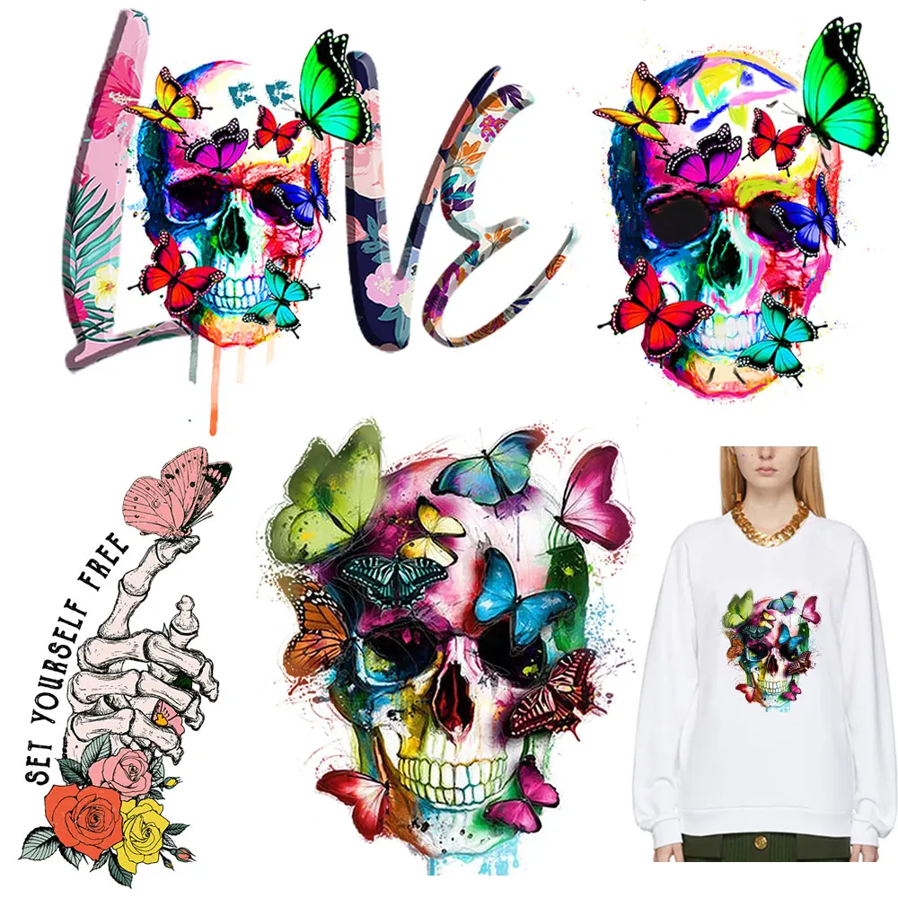 Skull With Butterfly Iron On Transfer Heat Transfer Vinyl Patches For Clothes DIY Clothing Accessories Thermal Stickers Applique
Skull With Butterfly Iron On Transfer Heat Transfer Vinyl Patches For Clothes DIY Clothing Accessories Thermal Stickers Applique