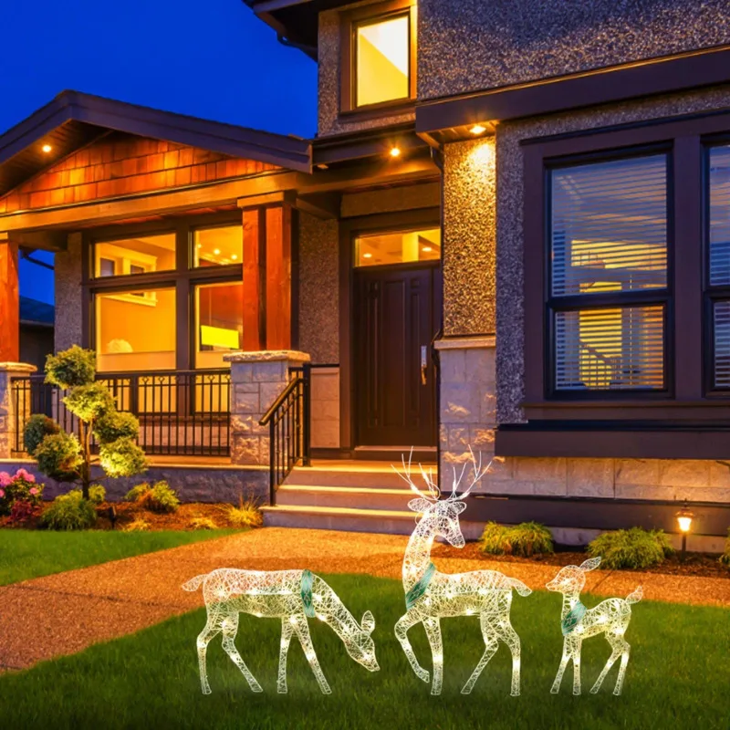 3-Pc Lighted Deer Family Iron Art Elk Deer Christmas Garden Decoration With LED Light Glowing Glitter Reindeer Xmas Yard Decor
3-Pc Lighted Deer Family Iron Art Elk Deer Christmas Garden Decoration With LED Light Glowing Glitter Reindeer Xmas Yard Decor