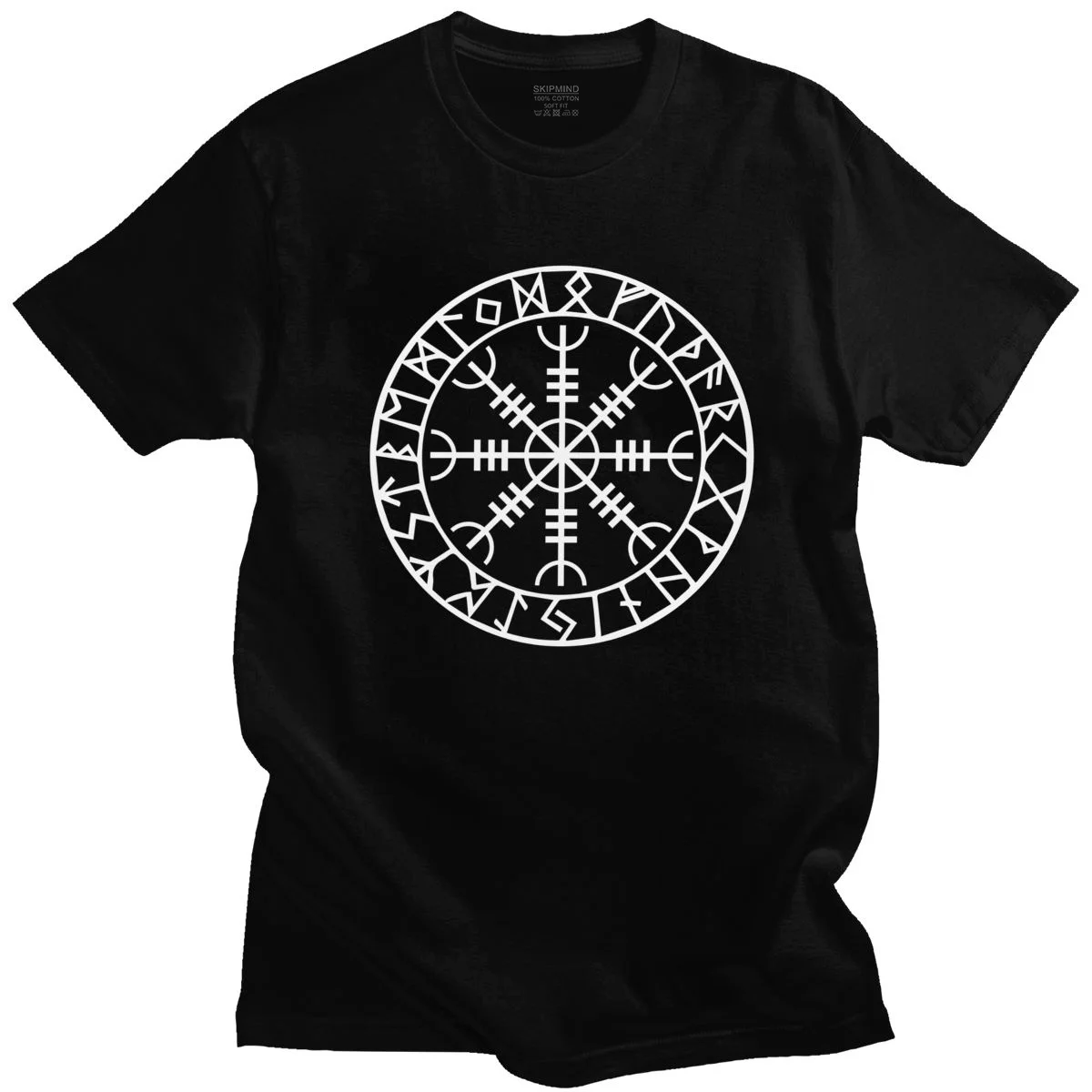 

Norse Viking Rune Amulet Men T Shirt Cotton Icelandic Vegvisir Compass Tee Tops Short Sleeved Fashion Odin Warrior Legend Tshirt