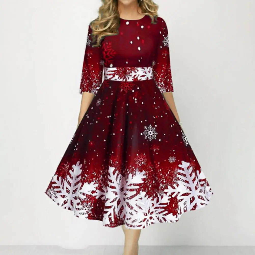 HOT SALES!New Arrival O-Neck 3/4 Sleeves Waist Tight High-Waist Christmas Dress Xmas Snowflake Print Large Hem A-Line Midi Dress
HOT SALES!New Arrival O-Neck 3/4 Sleeves Waist Tight High-Waist Christmas Dress Xmas Snowflake Print Large Hem A-Line Midi Dress