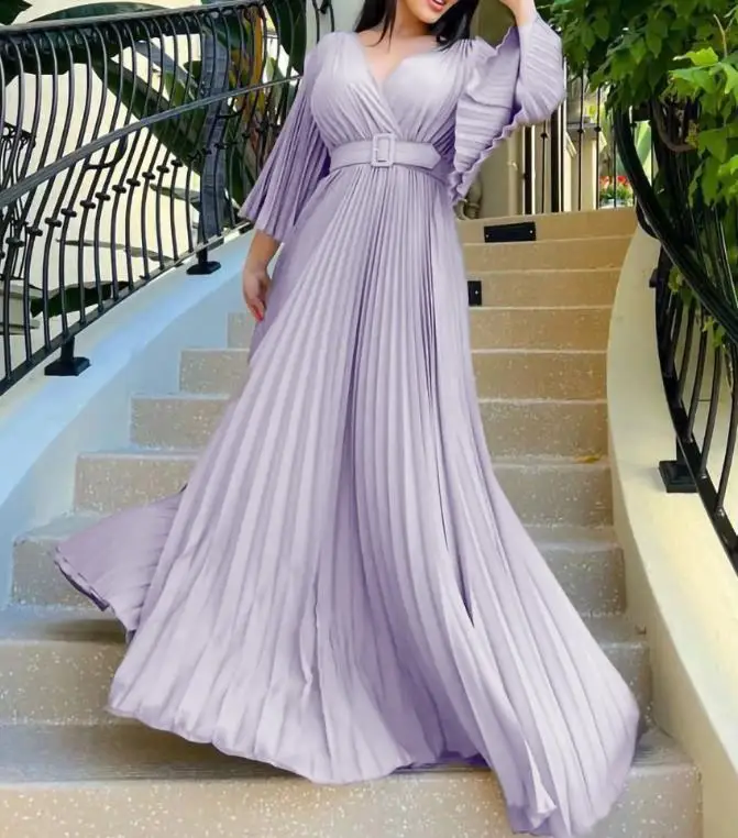 Women's Dress Flared Sleeve Solid Color V-Neck,sexy Pleated Large Hem Party Evening Dress Long Summer Dresses for Women 2023
Women's Dress Flared Sleeve Solid Color V-Neck,sexy Pleated Large Hem Party Evening Dress Long Summer Dresses for Women 2023