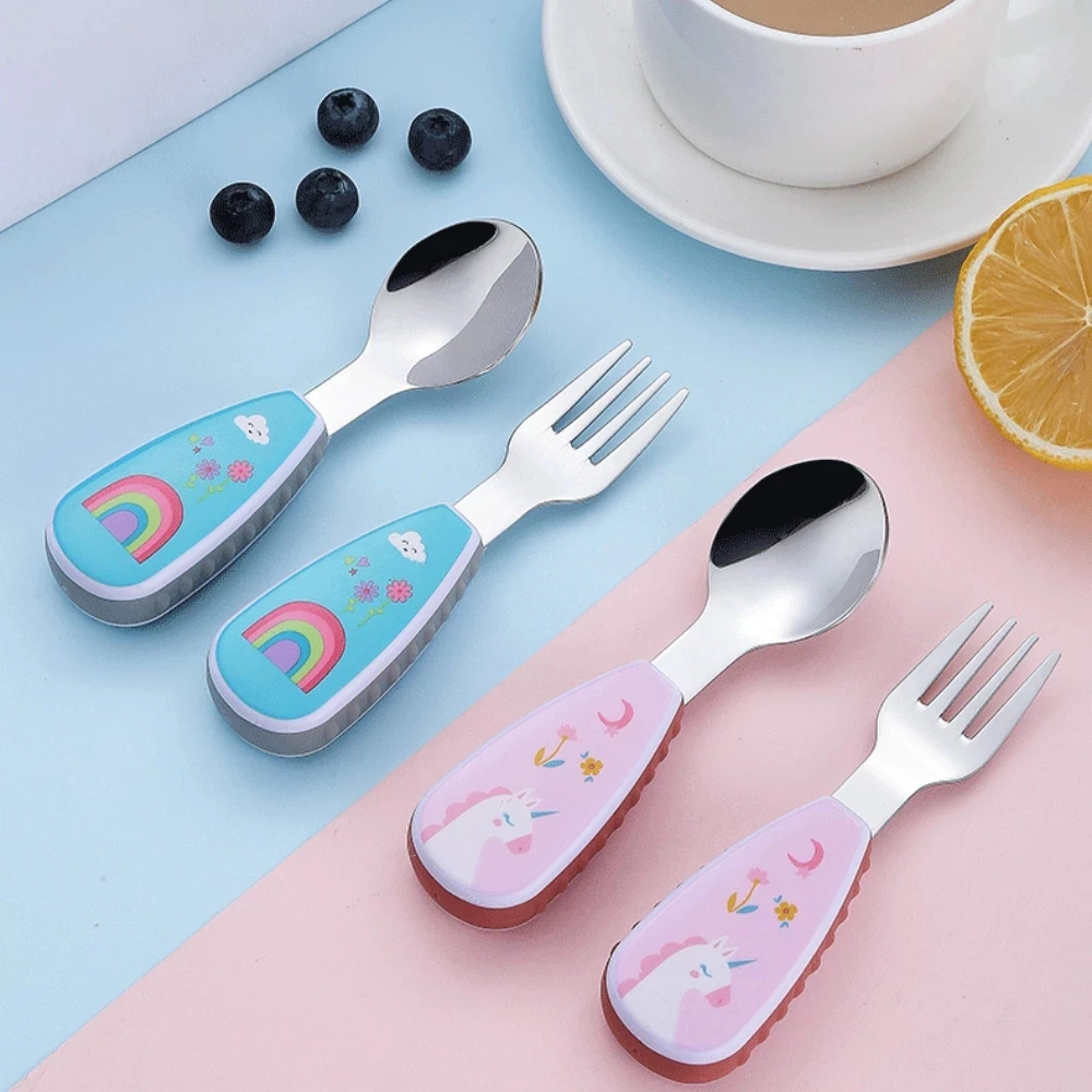 Baby Feeding Spoon Fork Set Cartoon Handle Dinosaur Tableware Infant Heat-Resistant Stainless Steel Spoon Cutlery
Baby Feeding Spoon Fork Set Cartoon Handle Dinosaur Tableware Infant Heat-Resistant Stainless Steel Spoon Cutlery
