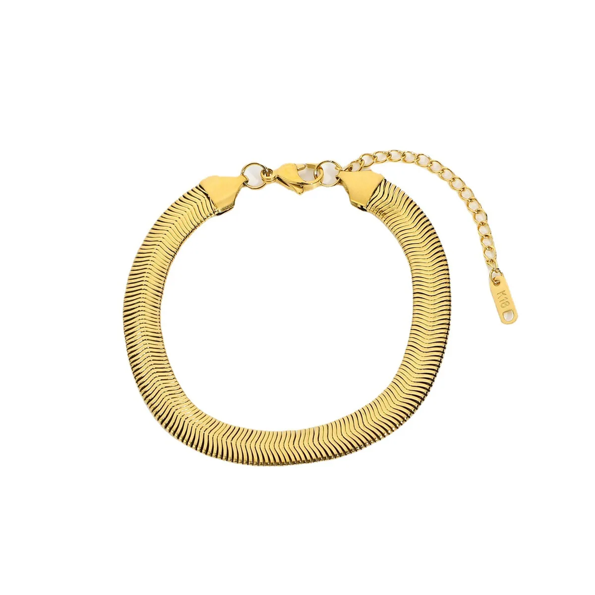 Stainless Steel PVD 18K Gold Plated Tarnish Waterproof Wide Snake Chain Bracelet For Woman Jewelry Wholesale Trendy
Stainless Steel PVD 18K Gold Plated Tarnish Waterproof Wide Snake Chain Bracelet For Woman Jewelry Wholesale Trendy