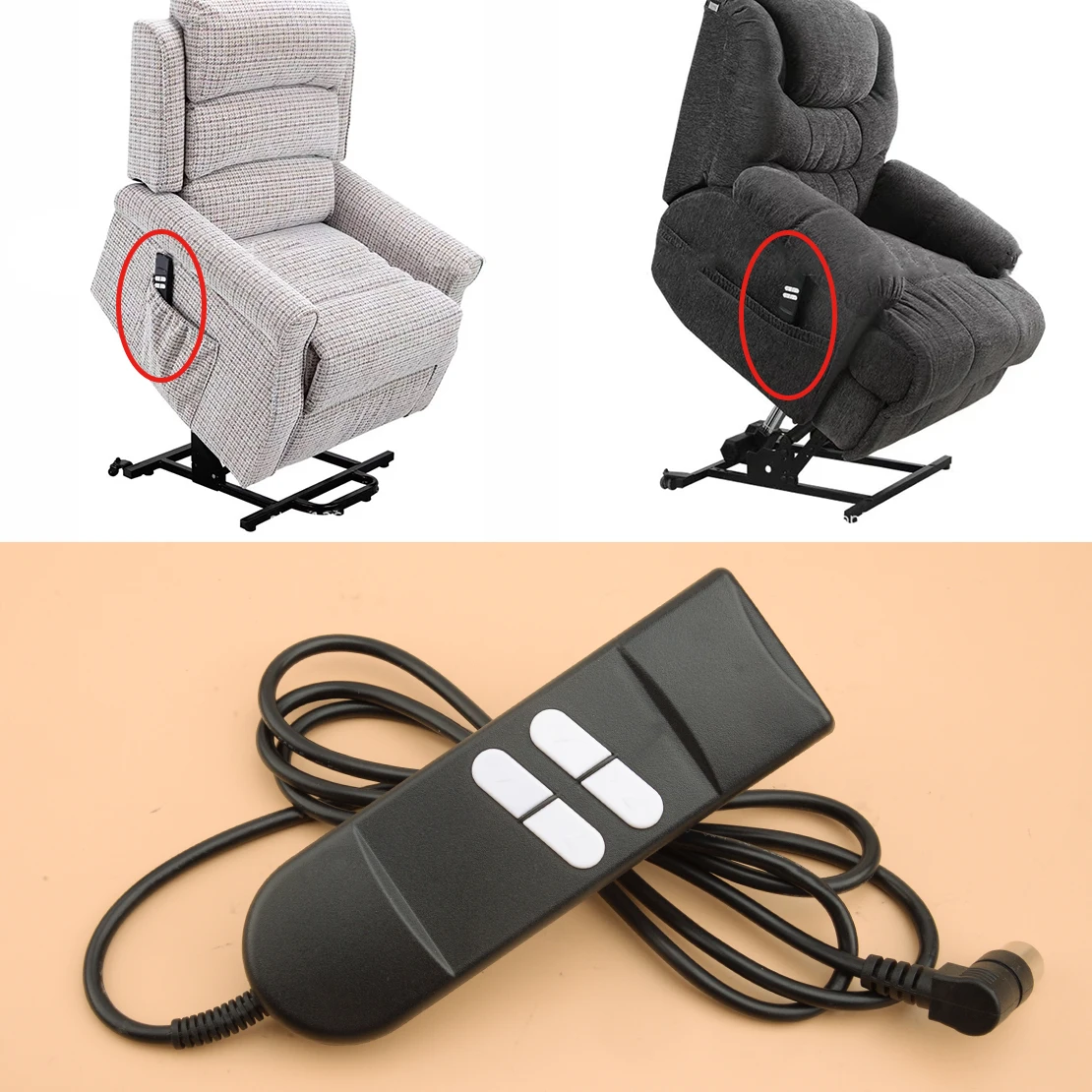 12V-24V 5A 4 Buttons Electric Recliner Switch Hand Remote Control Black Plastic Fit for Lift Chair Sofa Wheelchairs
12V-24V 5A 4 Buttons Electric Recliner Switch Hand Remote Control Black Plastic Fit for Lift Chair Sofa Wheelchairs