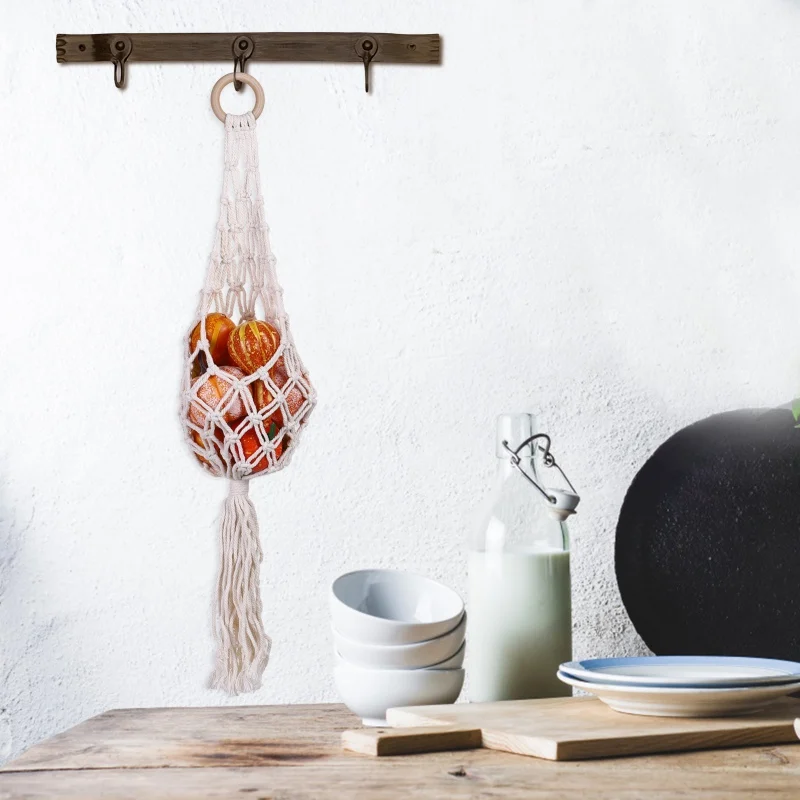 Macrame Hanging Fruit Basket Handmade Woven Cotton Rope Storage Net Bag for Kitchen Living Room Bathroom Home Decor
Macrame Hanging Fruit Basket Handmade Woven Cotton Rope Storage Net Bag for Kitchen Living Room Bathroom Home Decor