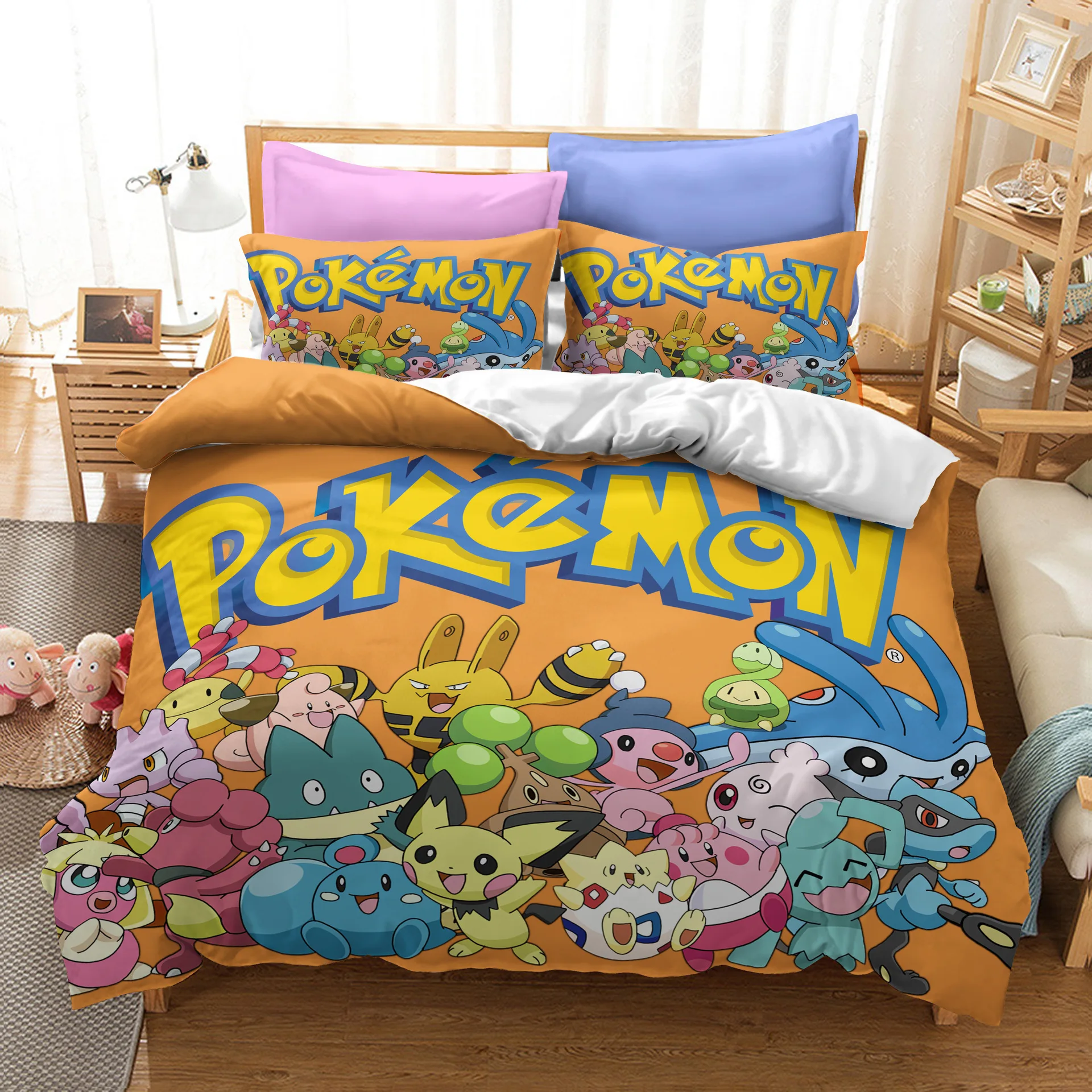 Pokemon Figures Pikachu Elf Quilt Cover and Pillowcase Three-piece Bed Complete Set of Home Textiles Set
Pokemon Figures Pikachu Elf Quilt Cover and Pillowcase Three-piece Bed Complete Set of Home Textiles Set