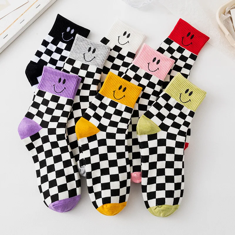 Funny Socks Ladies Korea Spring and Autumn Checkerboard Tide Socks Embroidered Smiley Plaid Stockings
Funny Socks Ladies Korea Spring and Autumn Checkerboard Tide Socks Embroidered Smiley Plaid Stockings