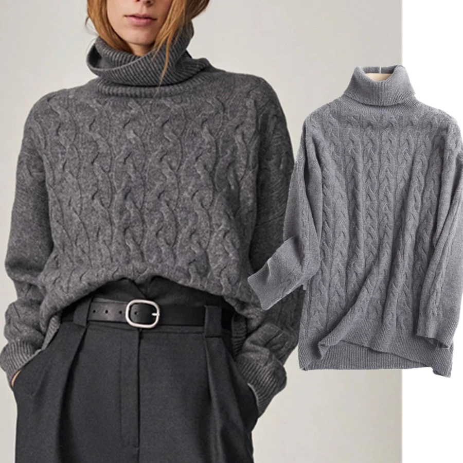 

Увядшие зимние свитера, женская модная водолазка в английском стиле, теплые шерстяные пуловеры с витыми цветами, Женский Топ